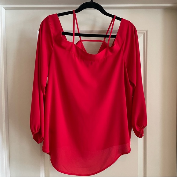 Express Red Open Shoulder Blouse (Size M) - Picture 2 of 2